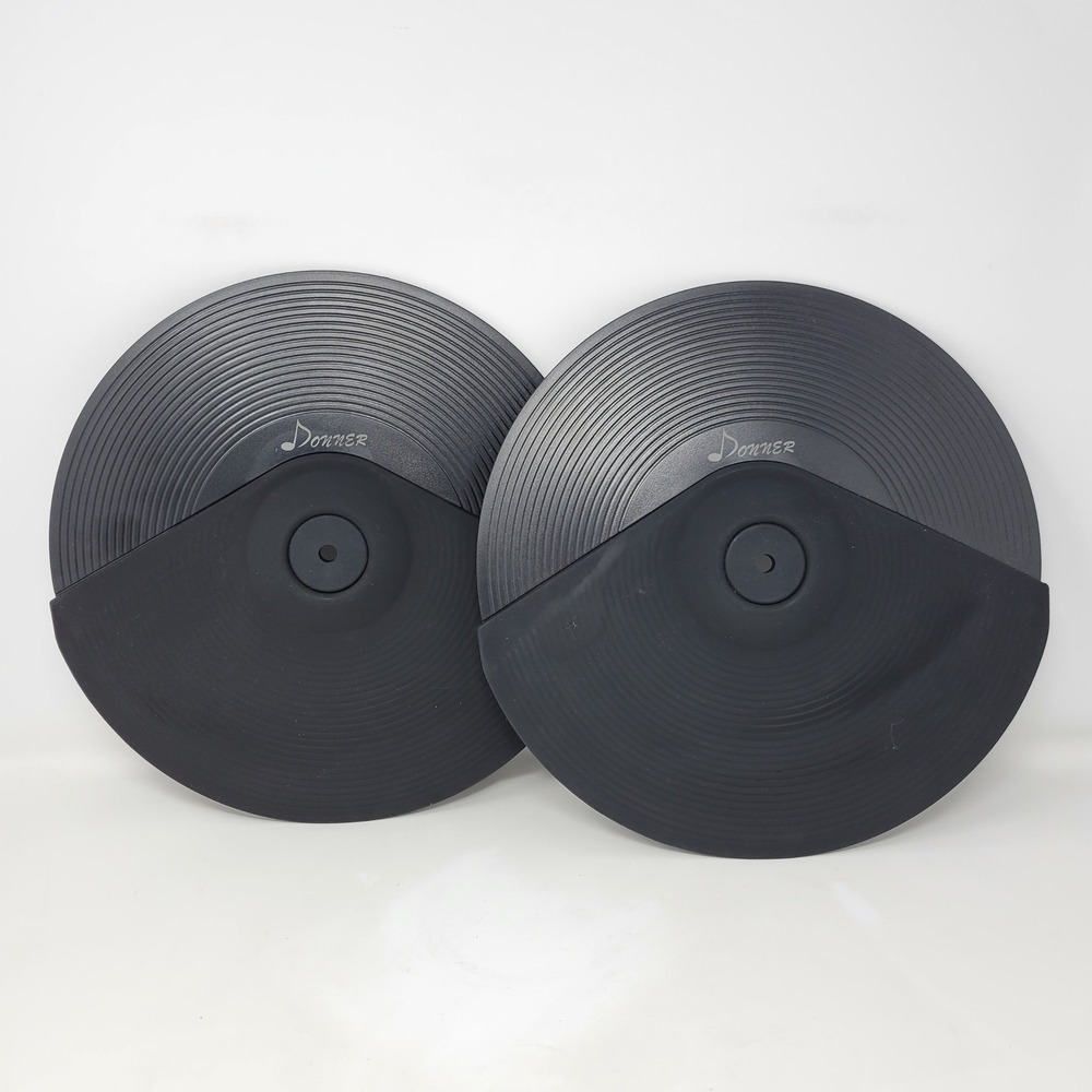 Donner 10 Inch Electronic Cymbal Pad Set of 2 Crash Ride for E-Drum Kits Black
